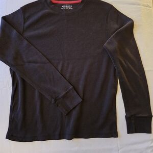 Arizona Jean Company Men's Black Waffle Long-Sleeve Crew